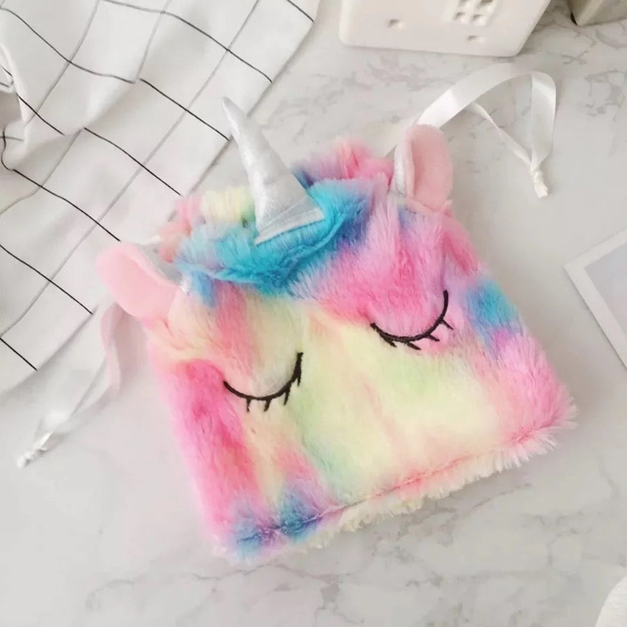 plush unicorn slipper set night bag