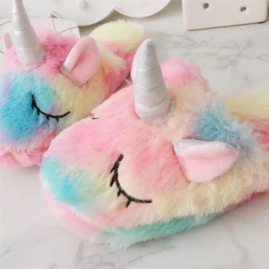 plush unicorn slipper set slippers