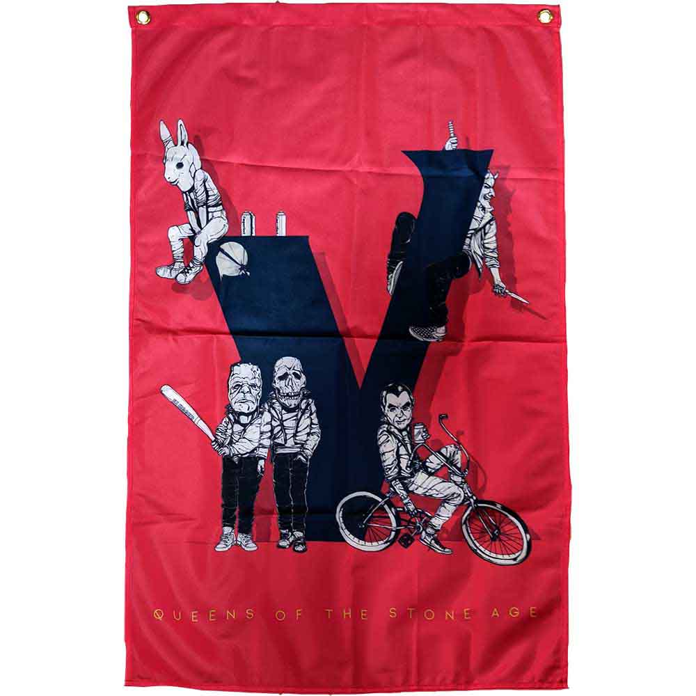 Queens Of The Stone Age  Textile Poster: Villains (Red) (Ex-Tour)