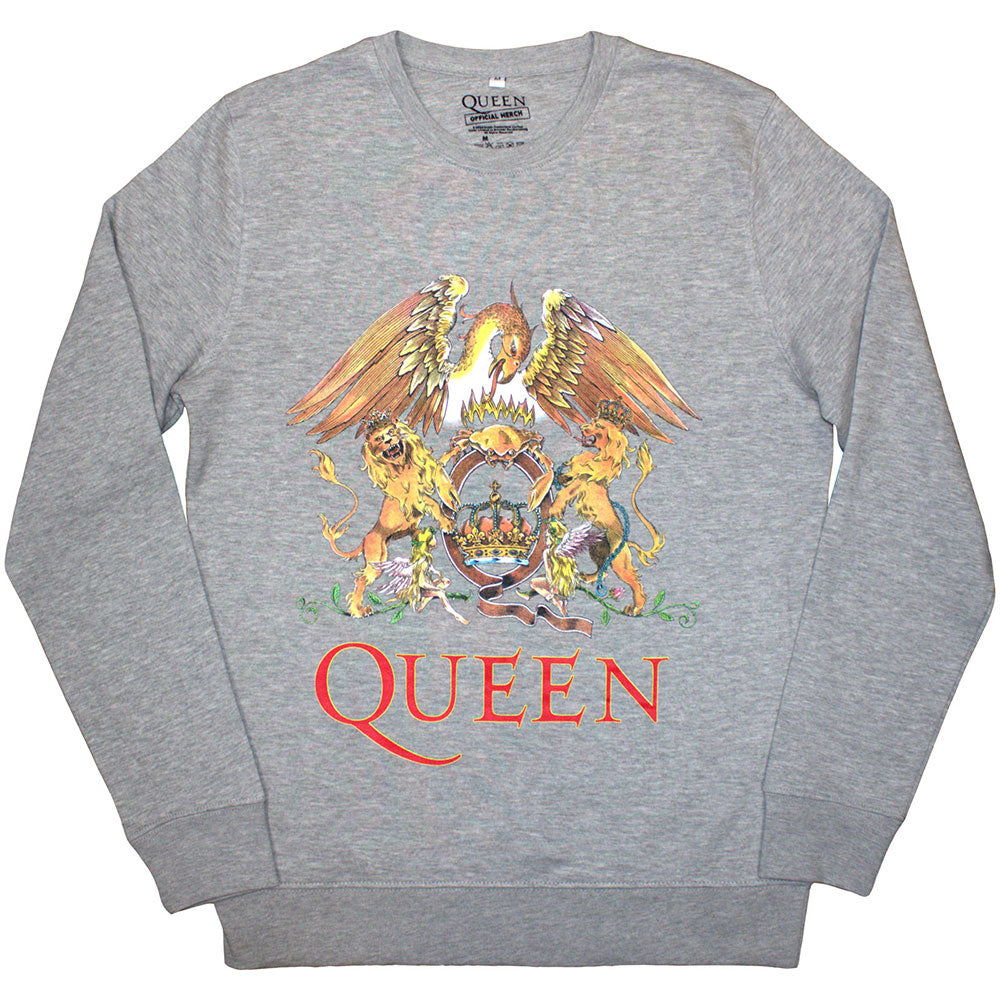 Queen Unisex Sweatshirt: Classic Crest (Grey)