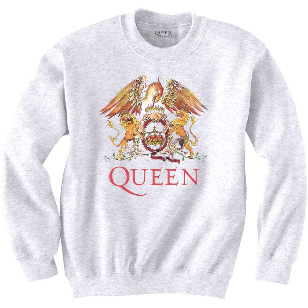 Queen Unisex Sweatshirt: Classic Crest (White)