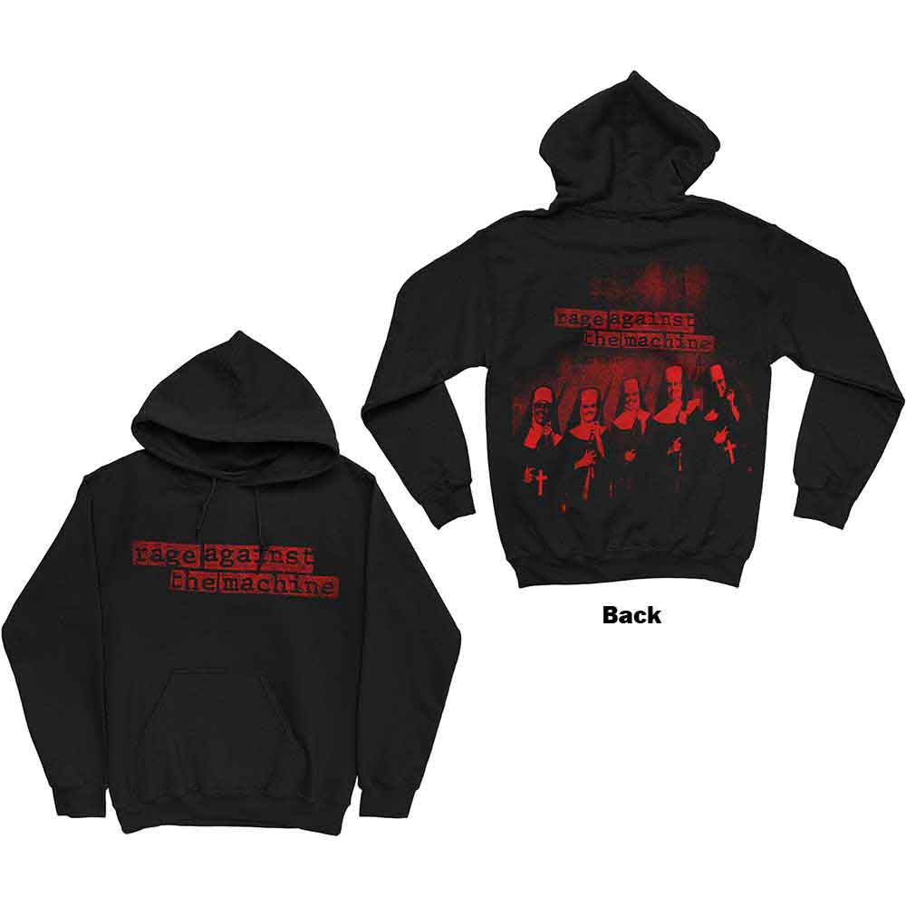 Rage Against The Machine Unisex Pullover Hoodie: Nuns (Black) (Back Print)