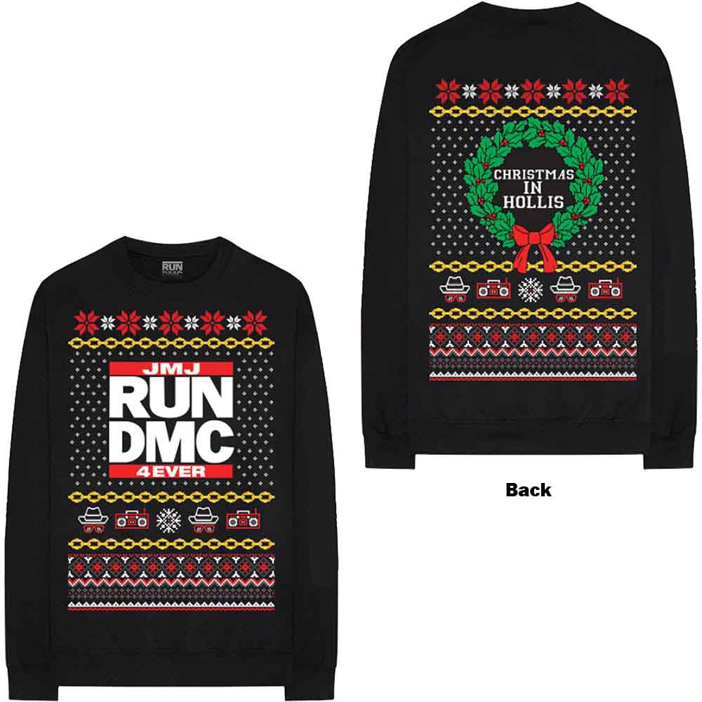 Run DMC Unisex Sweatshirt: Holiday (Black) (Back Print)