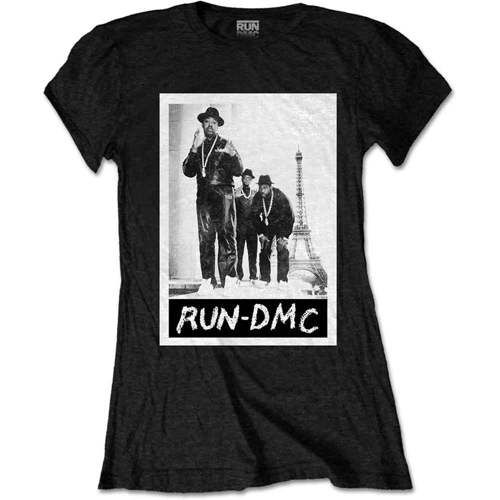 Run DMC Ladies T-Shirt: Paris Photo (Black)