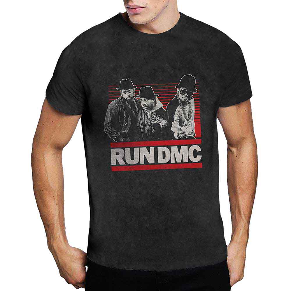 Run DMC Unisex T-Shirt: Gradient Bars (Dip-Dye On Black) (Wash Collection)