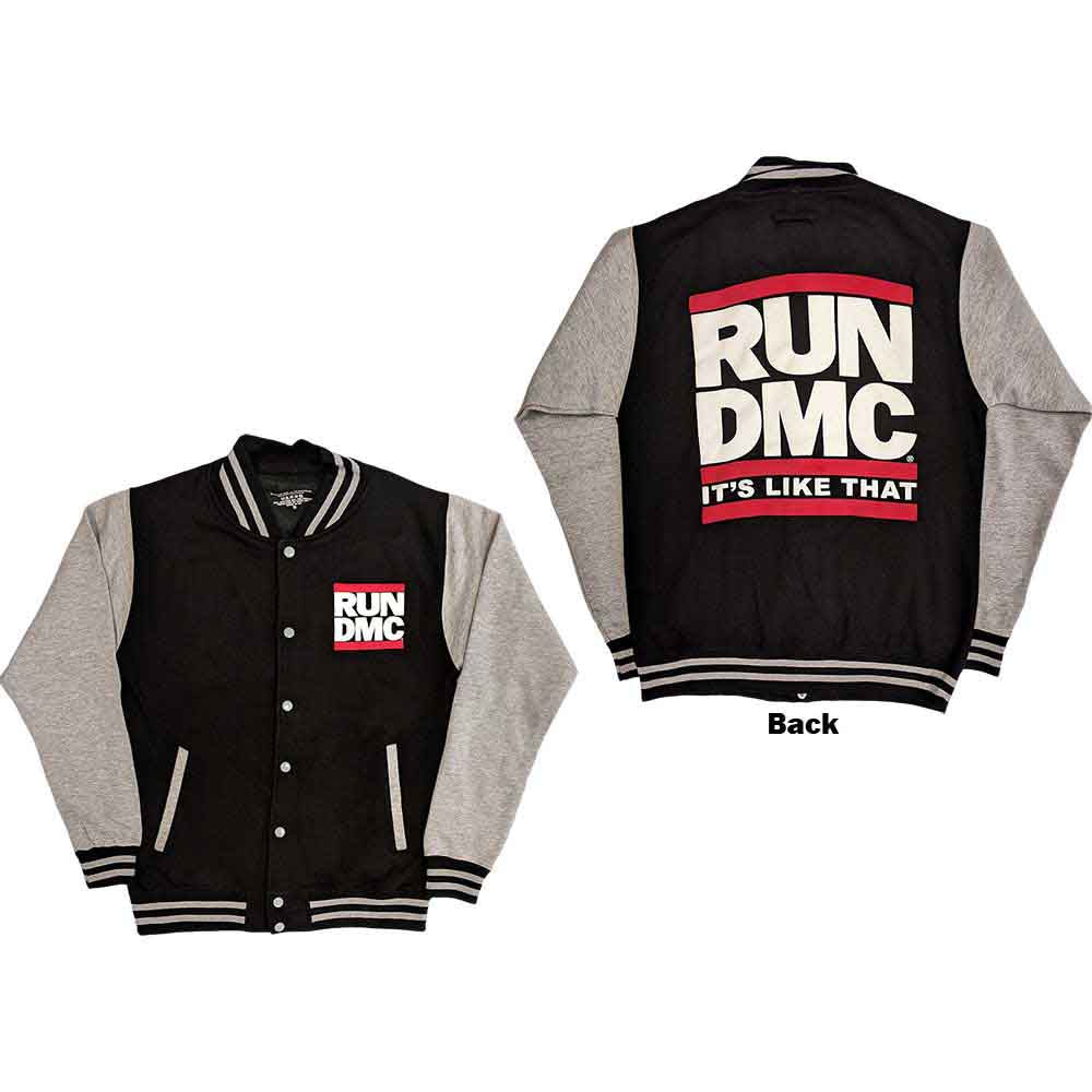 Run DMC Unisex Varsity Jacket: It's Like That (Black & Grey) (Back Print)