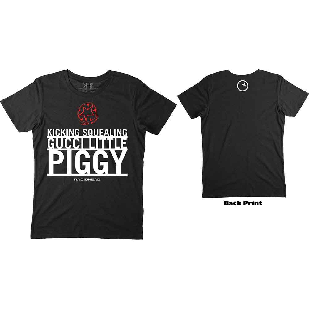 Radiohead Unisex T-Shirt: Gucci Piggy (Black) (Back Print)