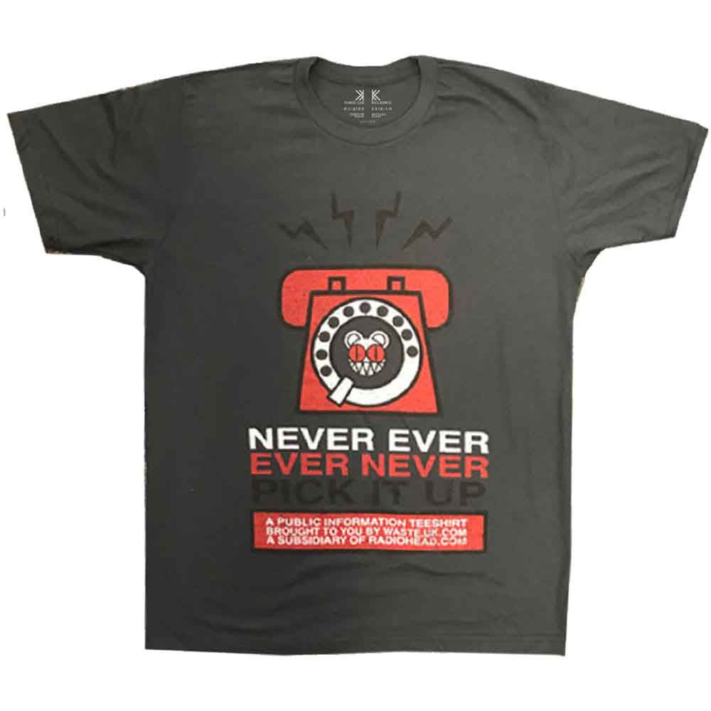 Radiohead Unisex T-Shirt: Never Pick It Up (Charcoal Grey)