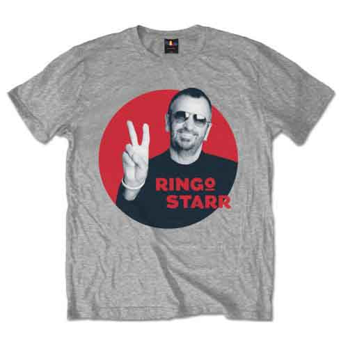 Ringo Starr Unisex T-Shirt: Peace Red Circle (Grey)