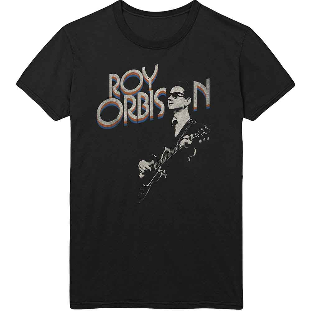 Roy Orbison Unisex T-Shirt: Guitar & Logo (Black)