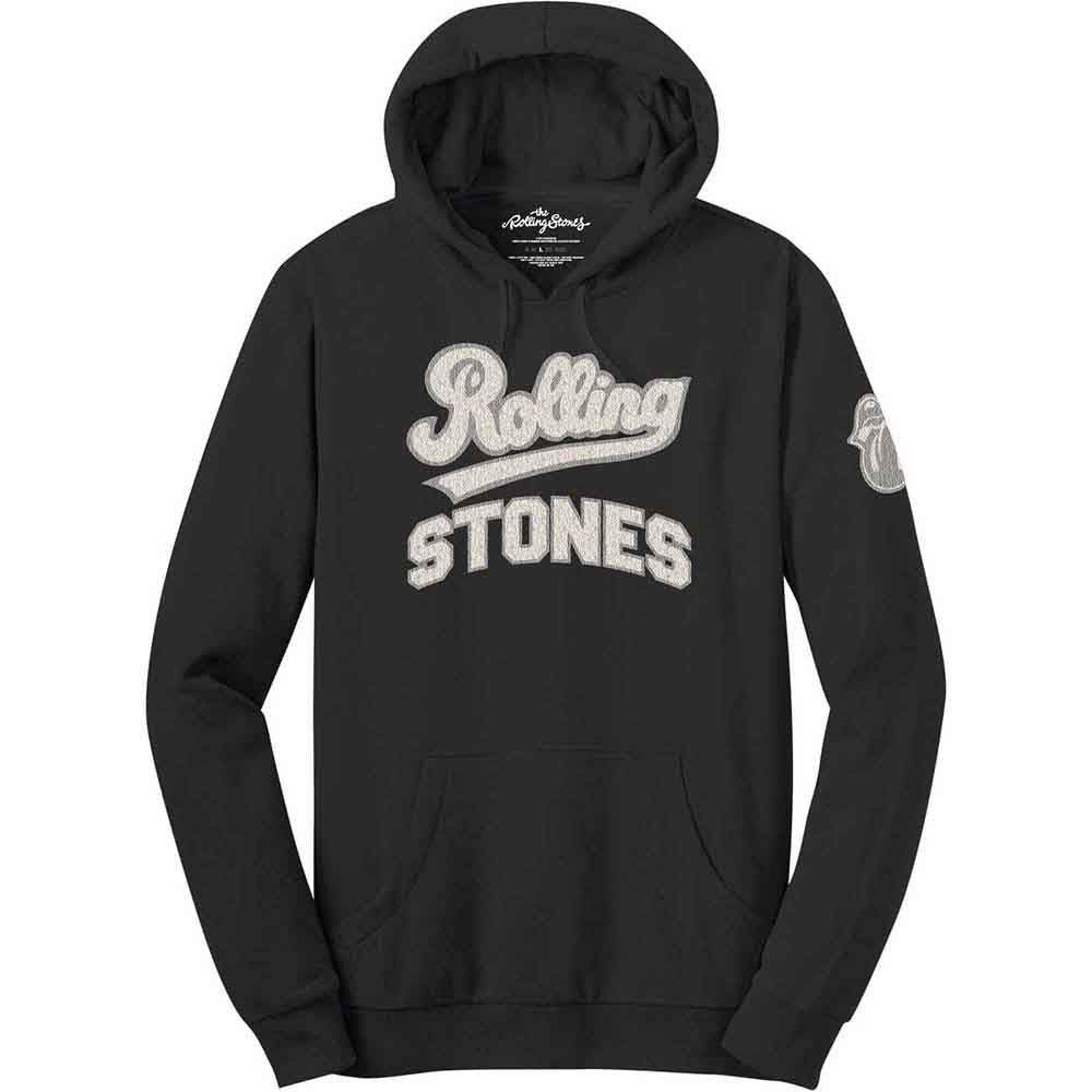 The Rolling Stones Unisex Pullover Hoodie: Team Logo & Tongue Applique (Black) (Embellished)