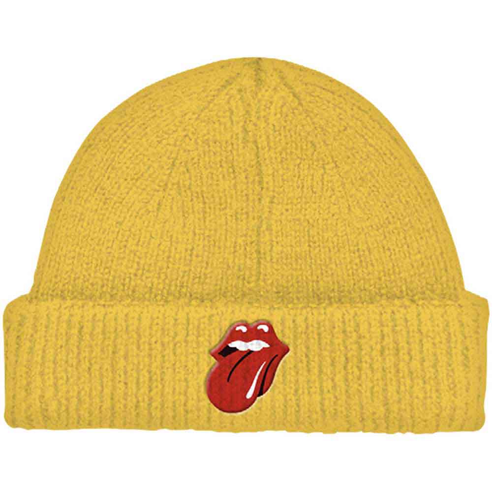 The Rolling Stones Unisex Beanie Hat: 72 Tongue (Mustard Yellow) (Roll Up)