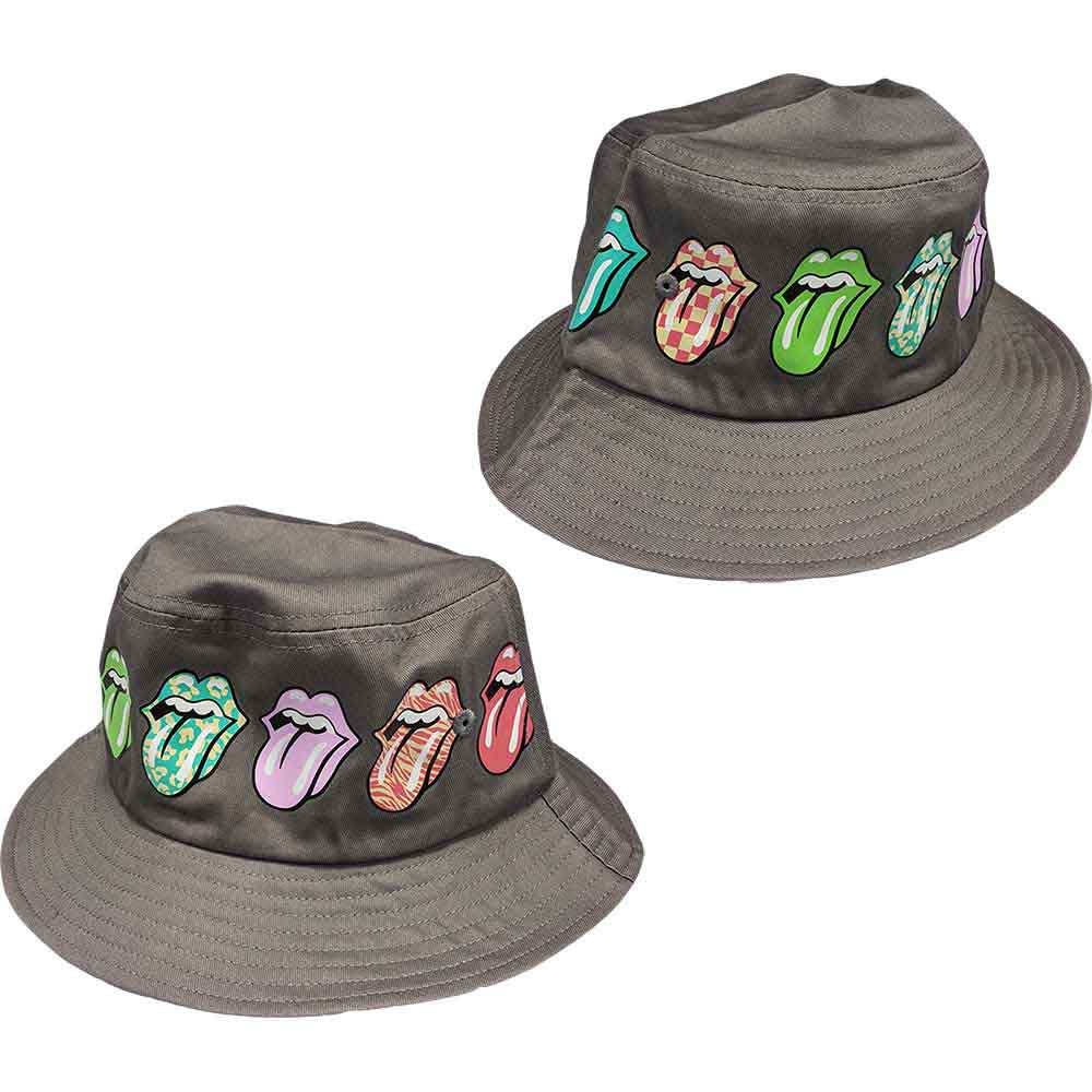 The Rolling Stones Unisex Bucket Hat: Multi-Tongue Pattern (Grey)