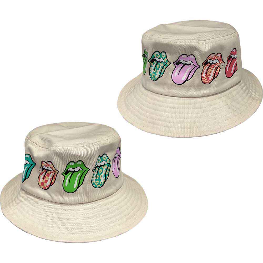 The Rolling Stones Unisex Bucket Hat: Multi-Tongue Pattern (Natural)