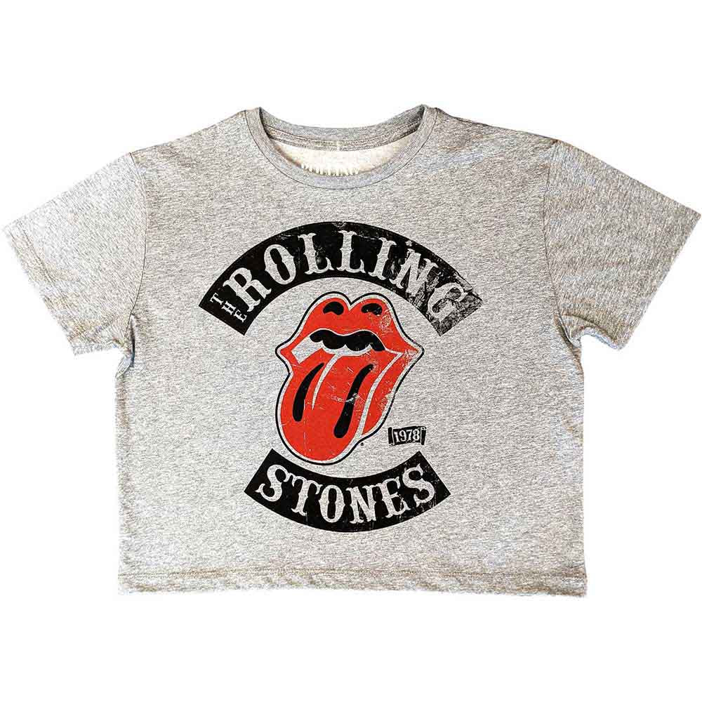 The Rolling Stones Ladies Crop Top: Tour '78 (Grey)