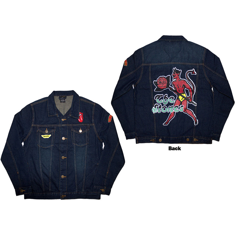 The Rolling Stones Unisex Denim Jacket: Sympathy (Denim Blue) (Back & Sleeve Print)