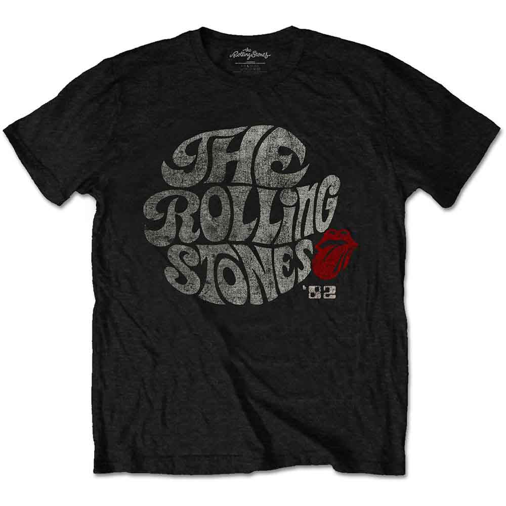 The Rolling Stones Unisex T-Shirt: Swirl Logo '82 (Black)