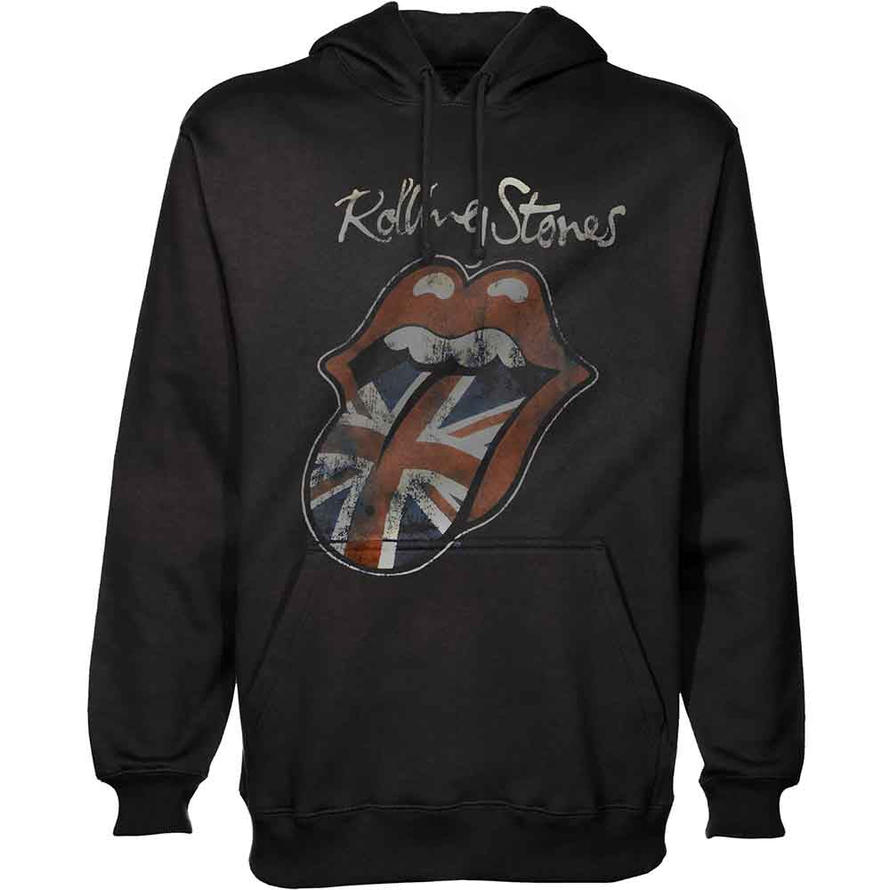 The Rolling Stones Unisex Pullover Hoodie: Union Jack Tongue (Black)