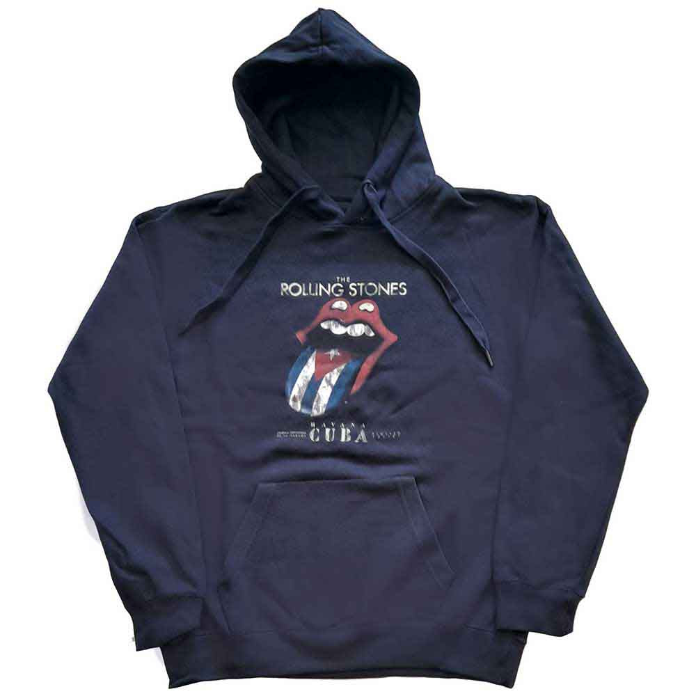 The Rolling Stones Unisex Pullover Hoodie: Havana Cuba (Navy Blue)