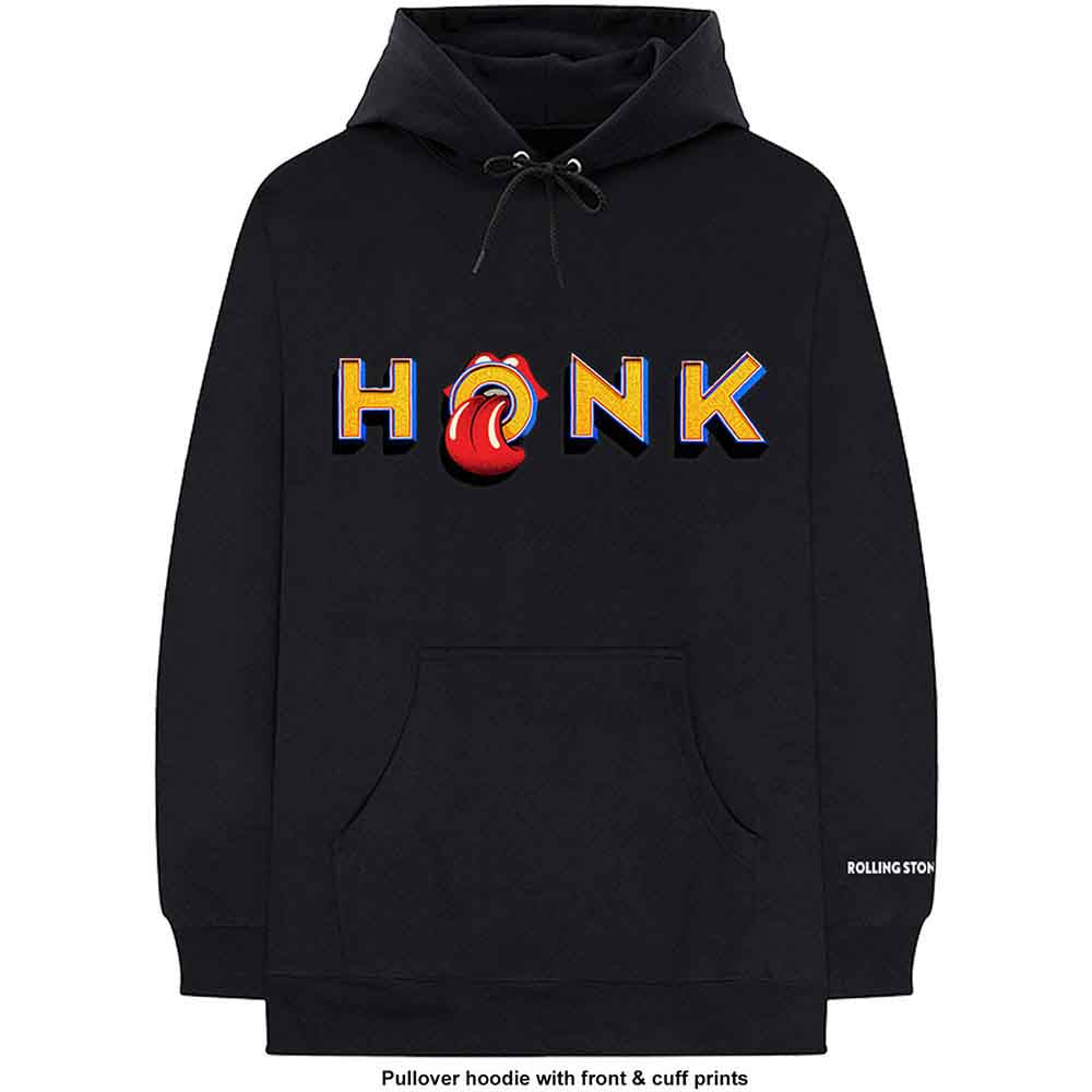 The Rolling Stones Unisex Pullover Hoodie: Honk Letters (Black) (Sleeve Print)