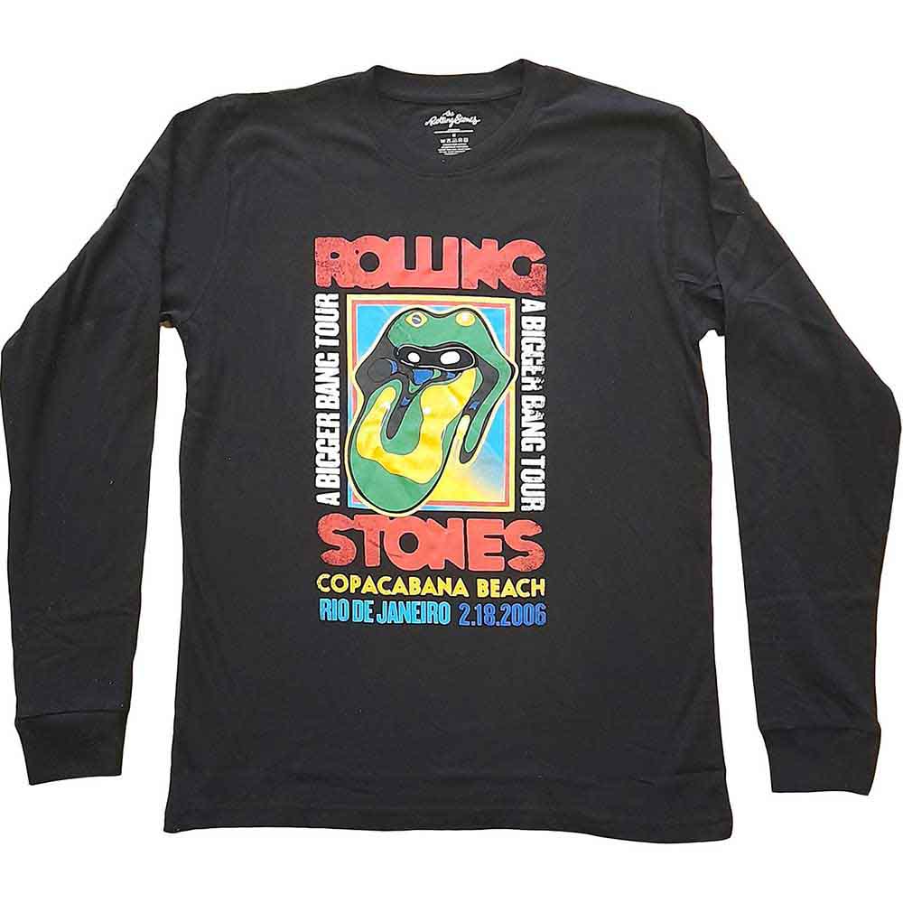 The Rolling Stones Unisex Long Sleeve T-Shirt: Copacabana Beach (Black)