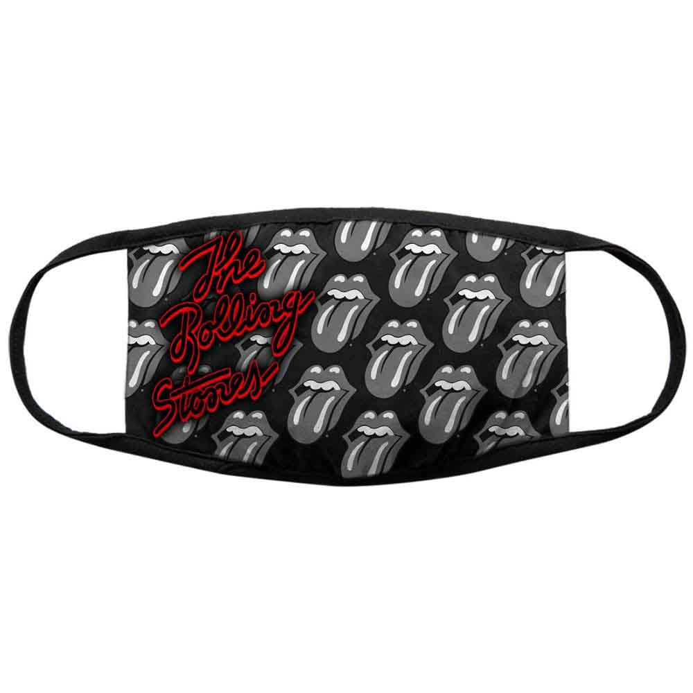 The Rolling Stones Face Mask: B&W Tongues (Black)