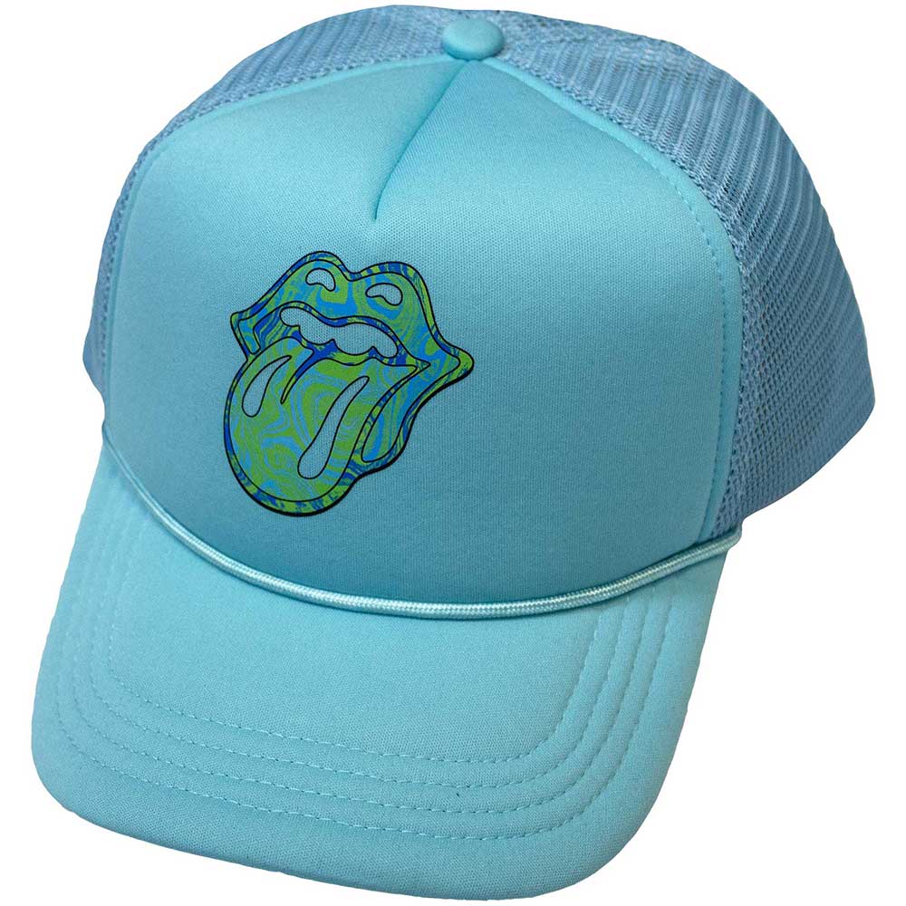 The Rolling Stones Unisex Mesh Back Cap: Psychedelic Tongue (Light Blue)