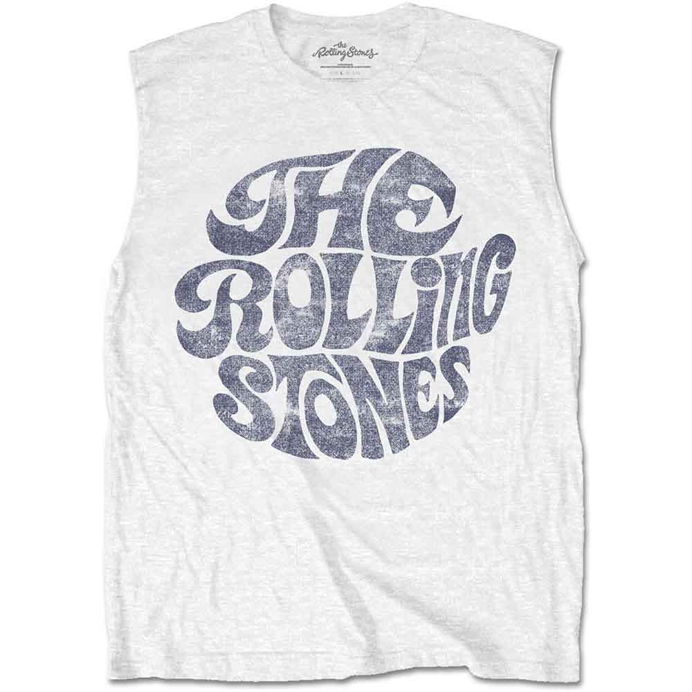 The Rolling Stones Unisex Tank T-Shirt: Vintage 70s Logo (White)