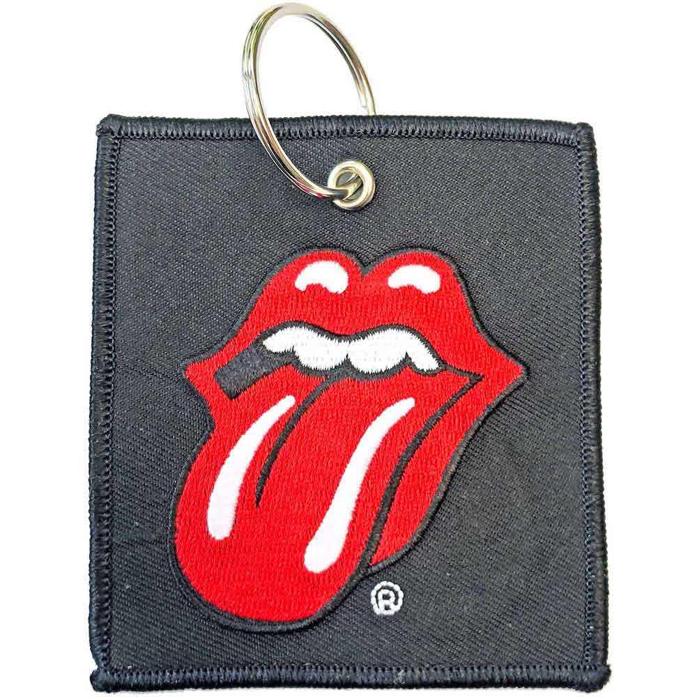 The Rolling Stones Patch Keychain: Classic Tongue (Black)