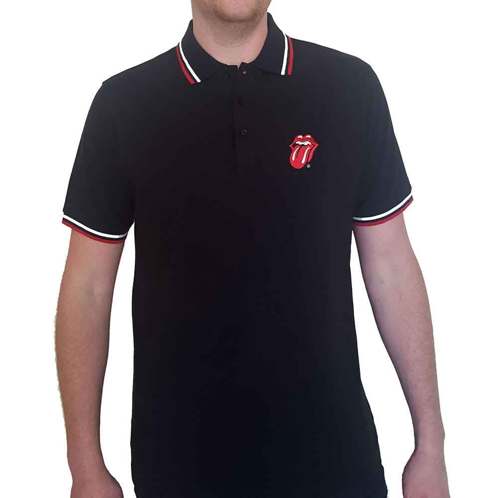 The Rolling Stones Unisex Polo Shirt: Classic Tongue (Black)