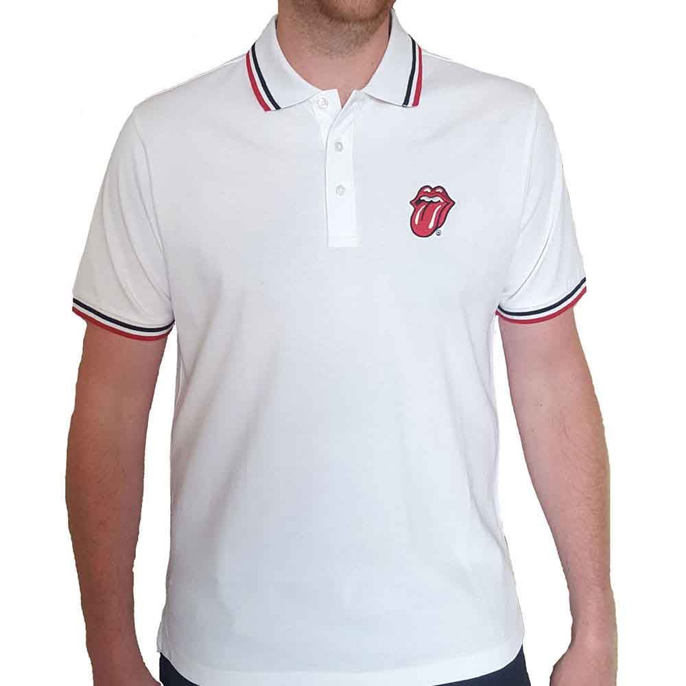 The Rolling Stones Unisex Polo Shirt: Classic Tongue (White)