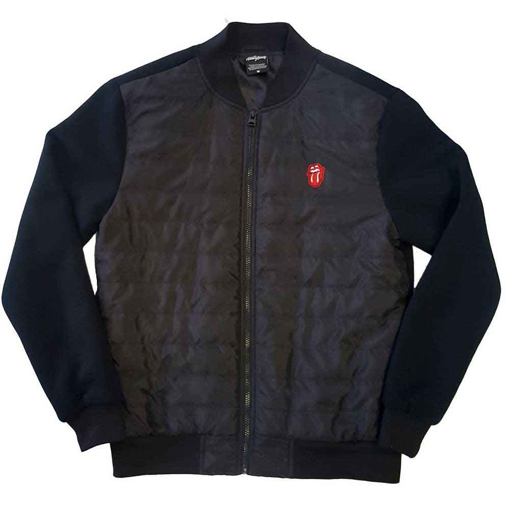 The Rolling Stones Unisex Quilted Jacket: Classic Tongue (Black)