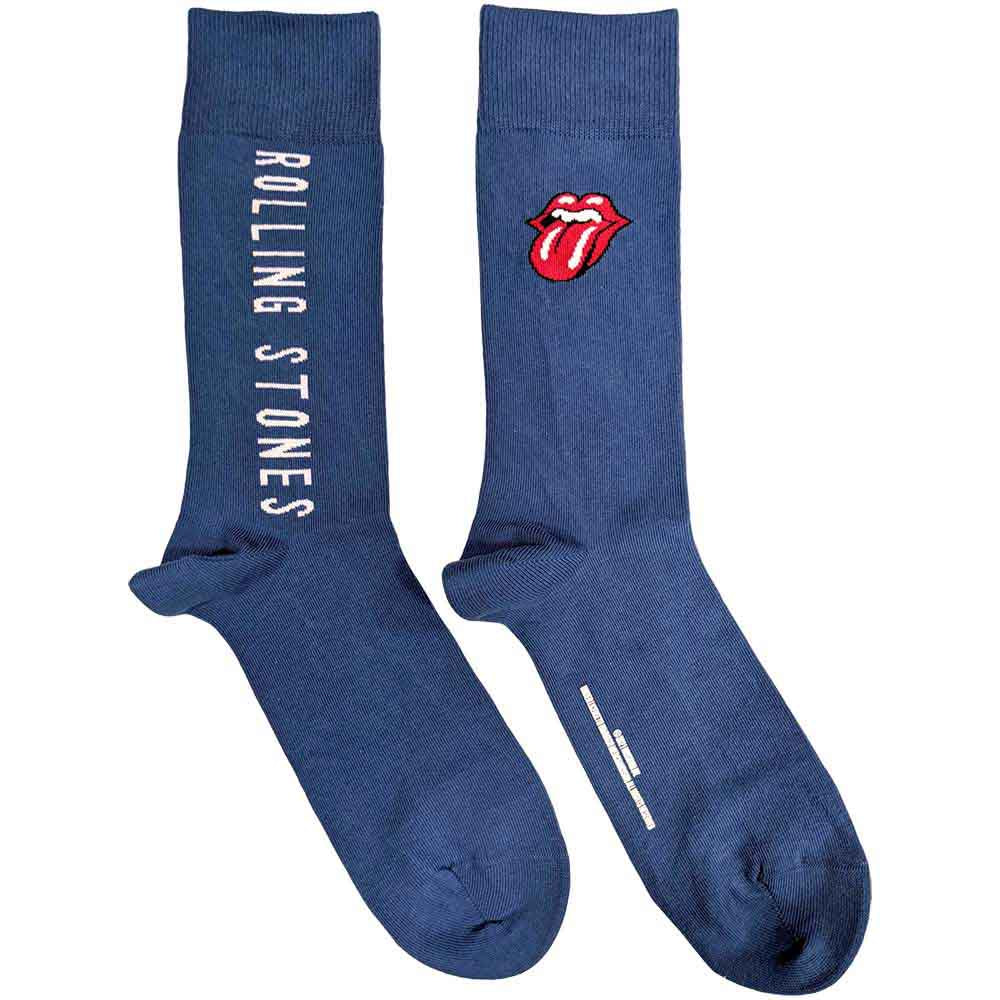 The Rolling Stones Unisex Ankle Socks: Vertical Tongue (Tie-Dye Effect Blue) (UK Size 7 - 11)