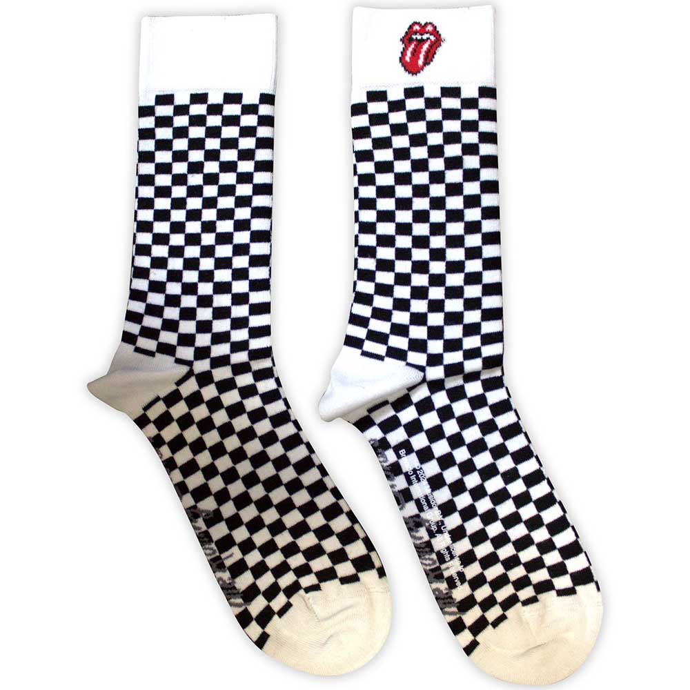 The Rolling Stones Unisex Ankle Socks: Check (White) (UK Size 7 - 11)