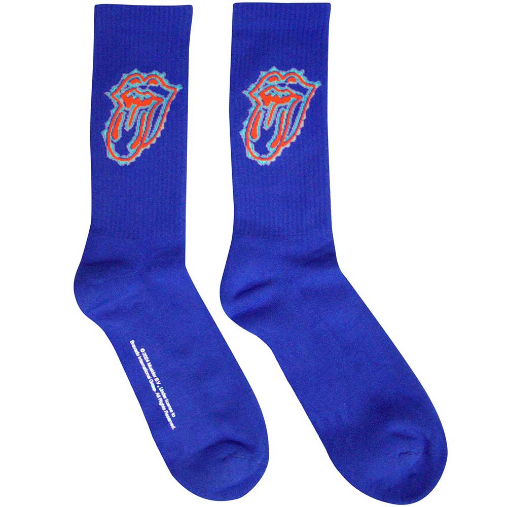 The Rolling Stones Unisex Terry Socks: Doodle Tongue (Blue) (UK Size 7 - 11)