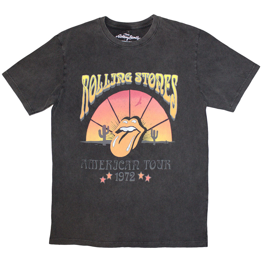 The Rolling Stones Unisex Stone Wash T-Shirt: Desert '72 (Charcoal Grey)