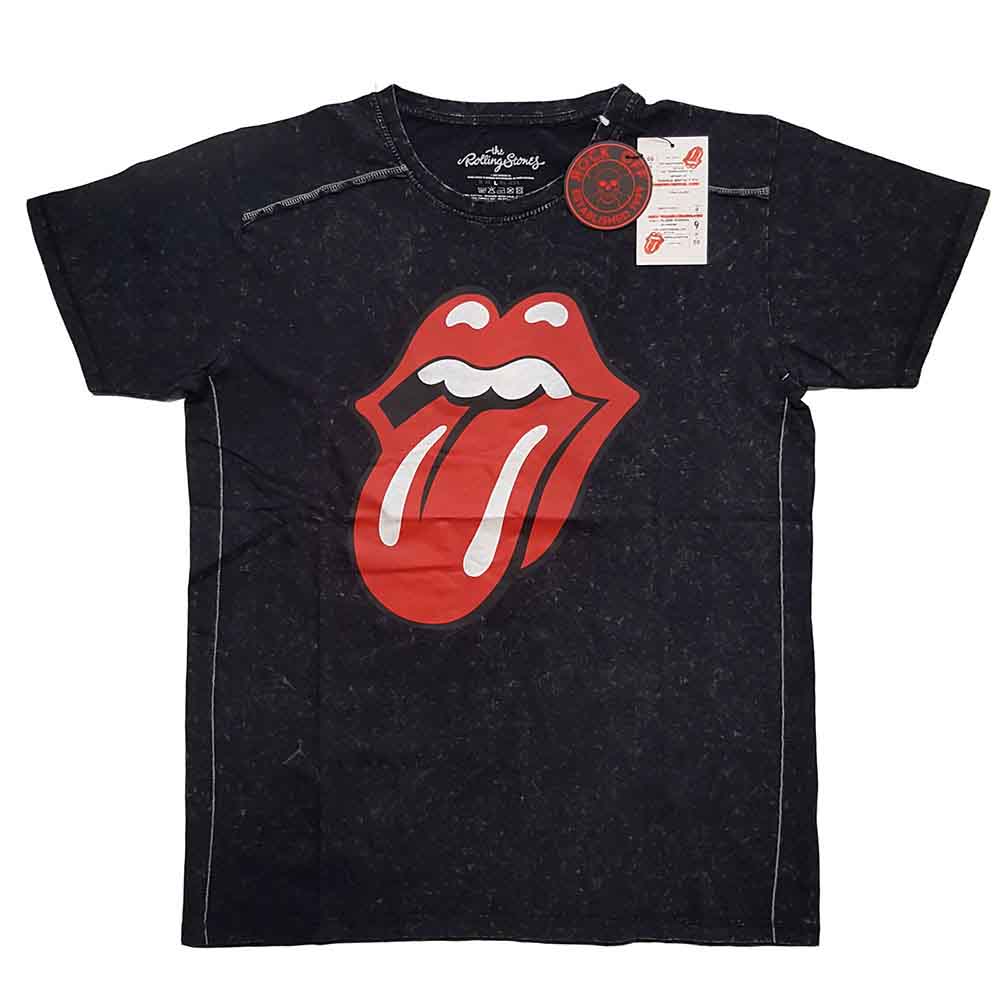 The Rolling Stones Unisex T-Shirt: Classic Tongue (Black) (Wash Collection)