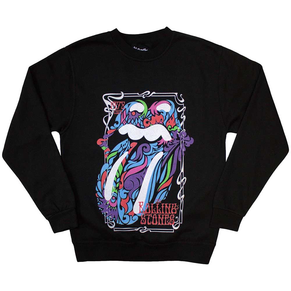 The Rolling Stones Unisex Sweatshirt: Colour Swirls (Black) (Oversized)