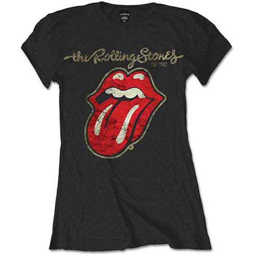 The Rolling Stones Ladies T-Shirt: Plastered Tongue (Black)