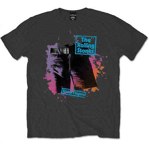 The Rolling Stones Unisex T-Shirt: Sticky Colours (Charcoal Grey)