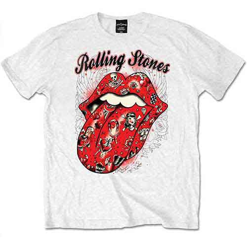 The Rolling Stones Unisex T-Shirt: Tattoo Flash (White)