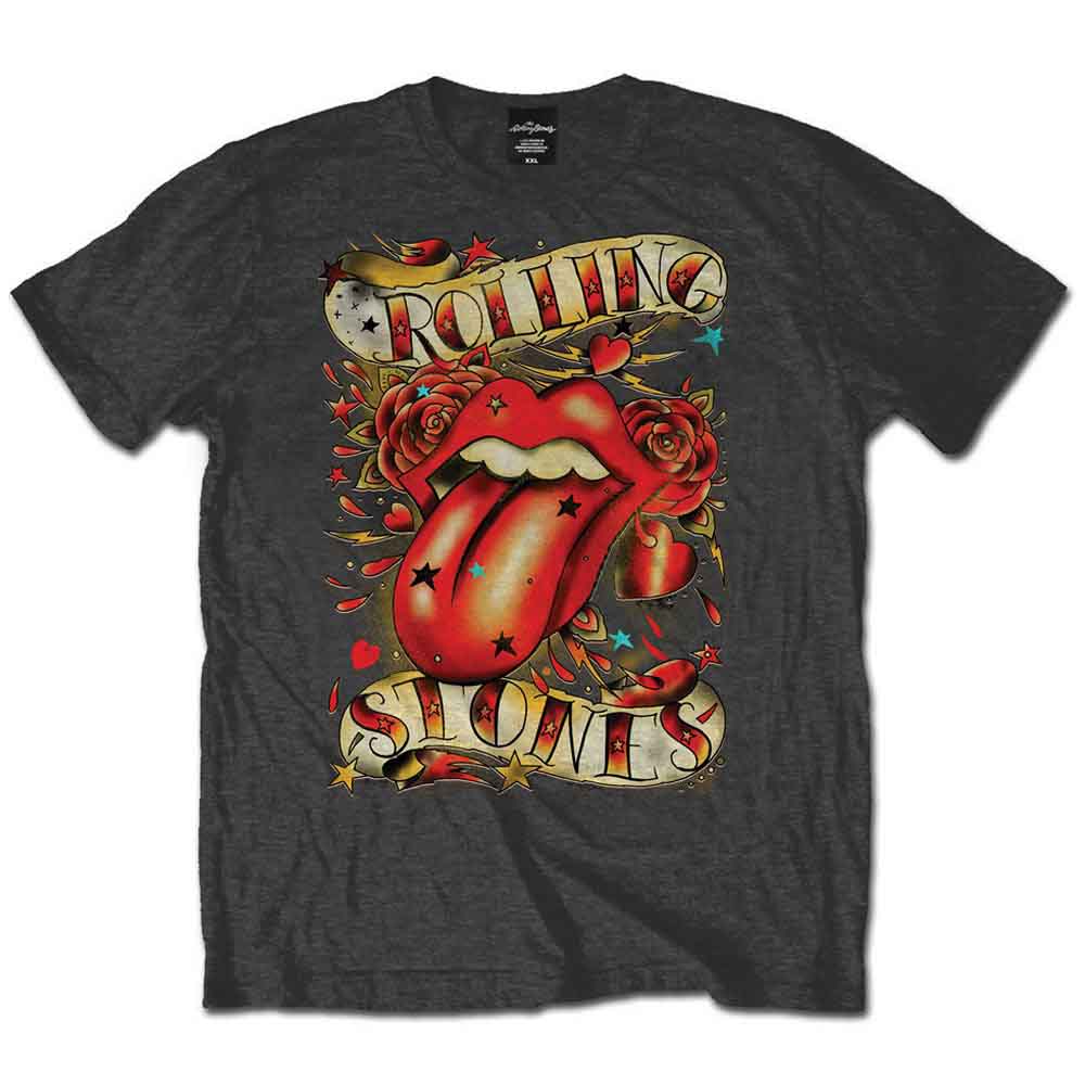 The Rolling Stones Unisex T-Shirt: Tongues & Stars (Brown)