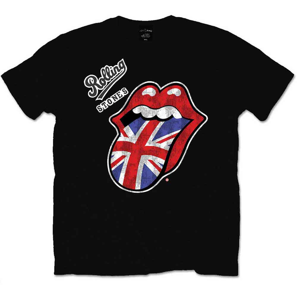 The Rolling Stones Unisex T-Shirt: Vintage British Tongue (Black)