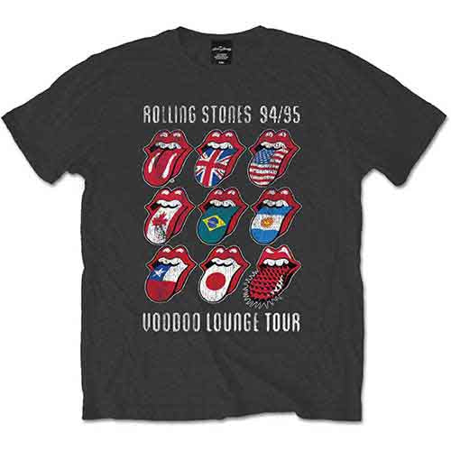 The Rolling Stones Unisex T-Shirt: Voodoo Lounge Tongues (Charcoal Grey)