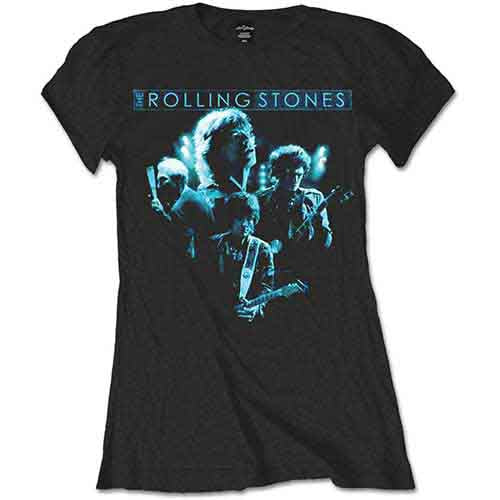 The Rolling Stones Ladies T-Shirt: Band Glow (Black)