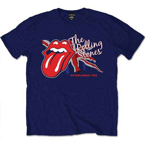 The Rolling Stones Unisex T-Shirt: Lick the Flag (Navy Blue)