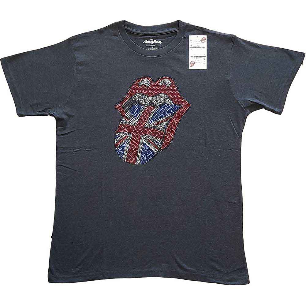 The Rolling Stones Unisex T-Shirt: Classic UK (Charcoal Grey) (Embellished)