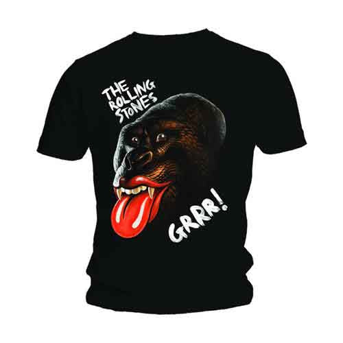 The Rolling Stones Unisex T-Shirt: Grrr Black Gorilla (Black)