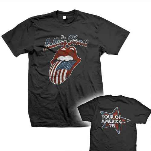 The Rolling Stones Unisex T-Shirt: Tour of America 78 (Black) (Back Print)