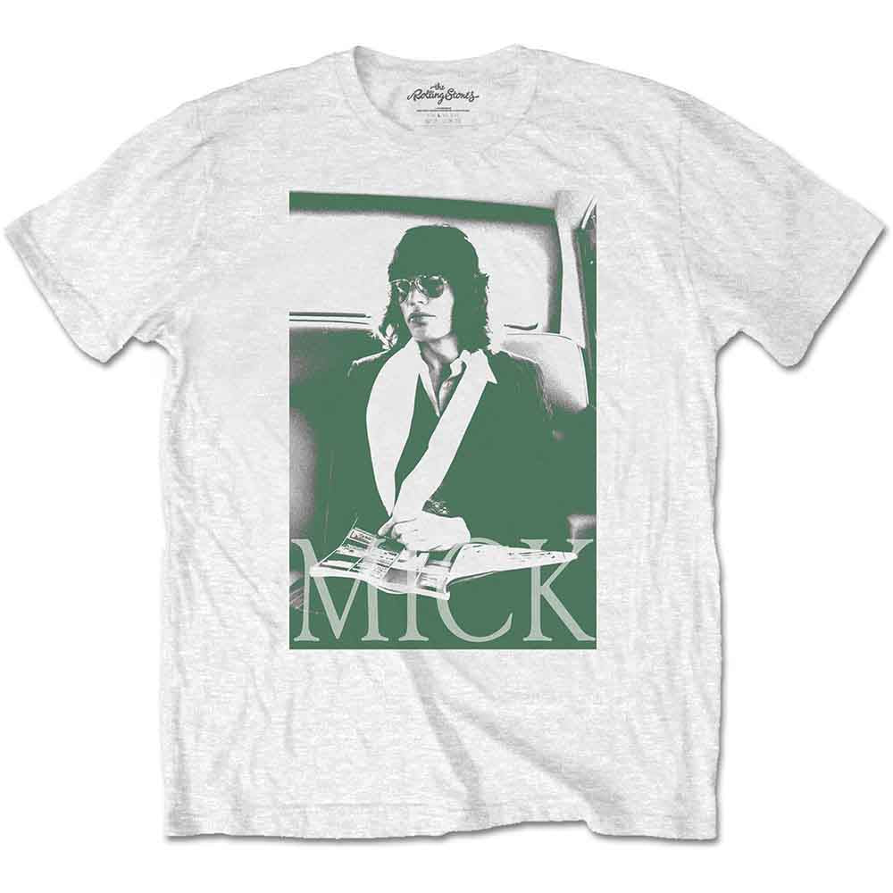 The Rolling Stones Unisex T-Shirt: Mick Photo Version 1 (White)